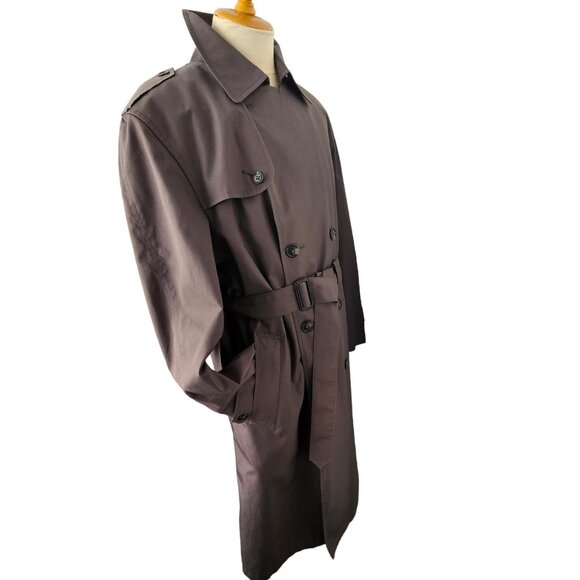 Vintage 80s Hart Schaffner Marx Mens Trench Coat 42L Gray All-Weather Raincoat - Picture 11 of 12